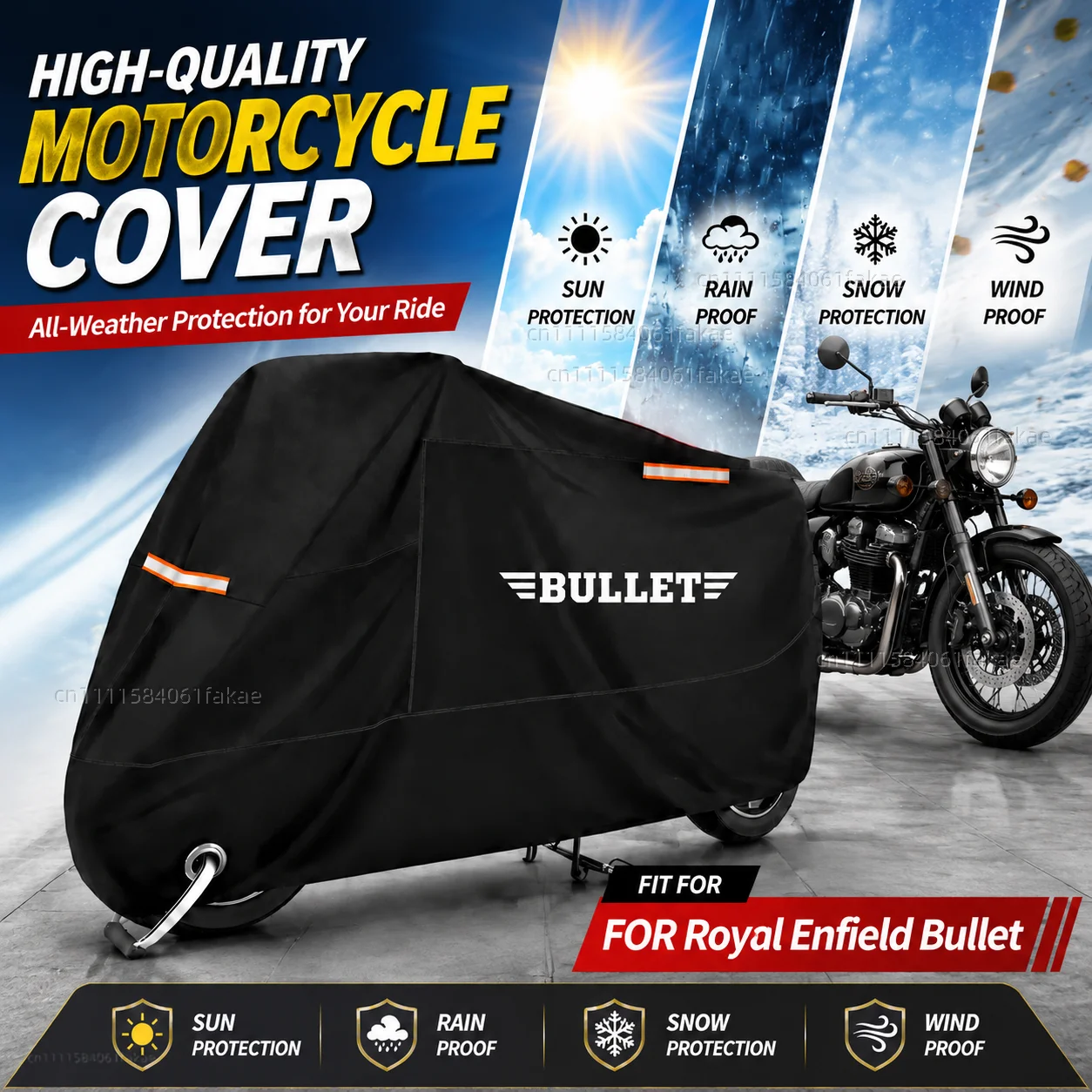 Motorcycle Cover Waterproof Outdoor All Season Dustproof UV Protective Moto Scooter Rain Cover FOR Royal Enfield Bullet 350 500