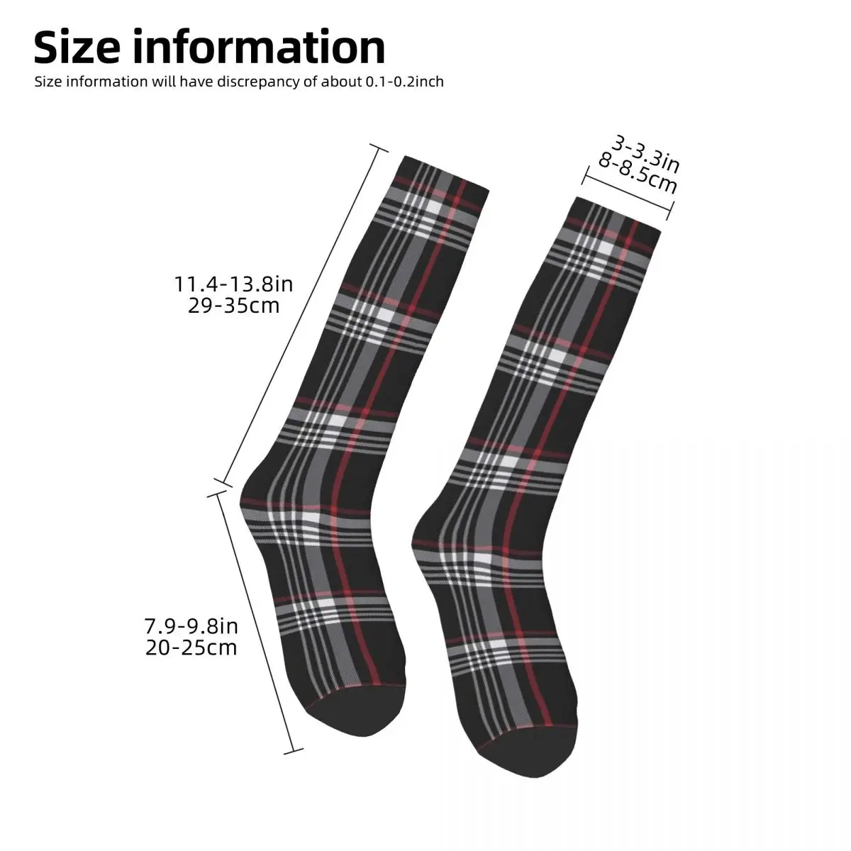 GTi Tartan Socks Harajuku High Quality Stockings All Season Long Socks Accessories for Unisex Christmas Gifts