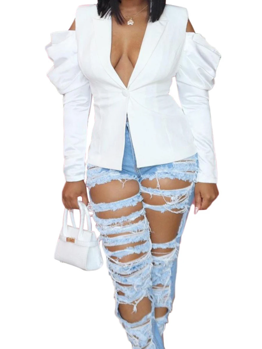 

Women Blazer 2026 Spring Long Sleeve Off Shoulder Ladies Blazer