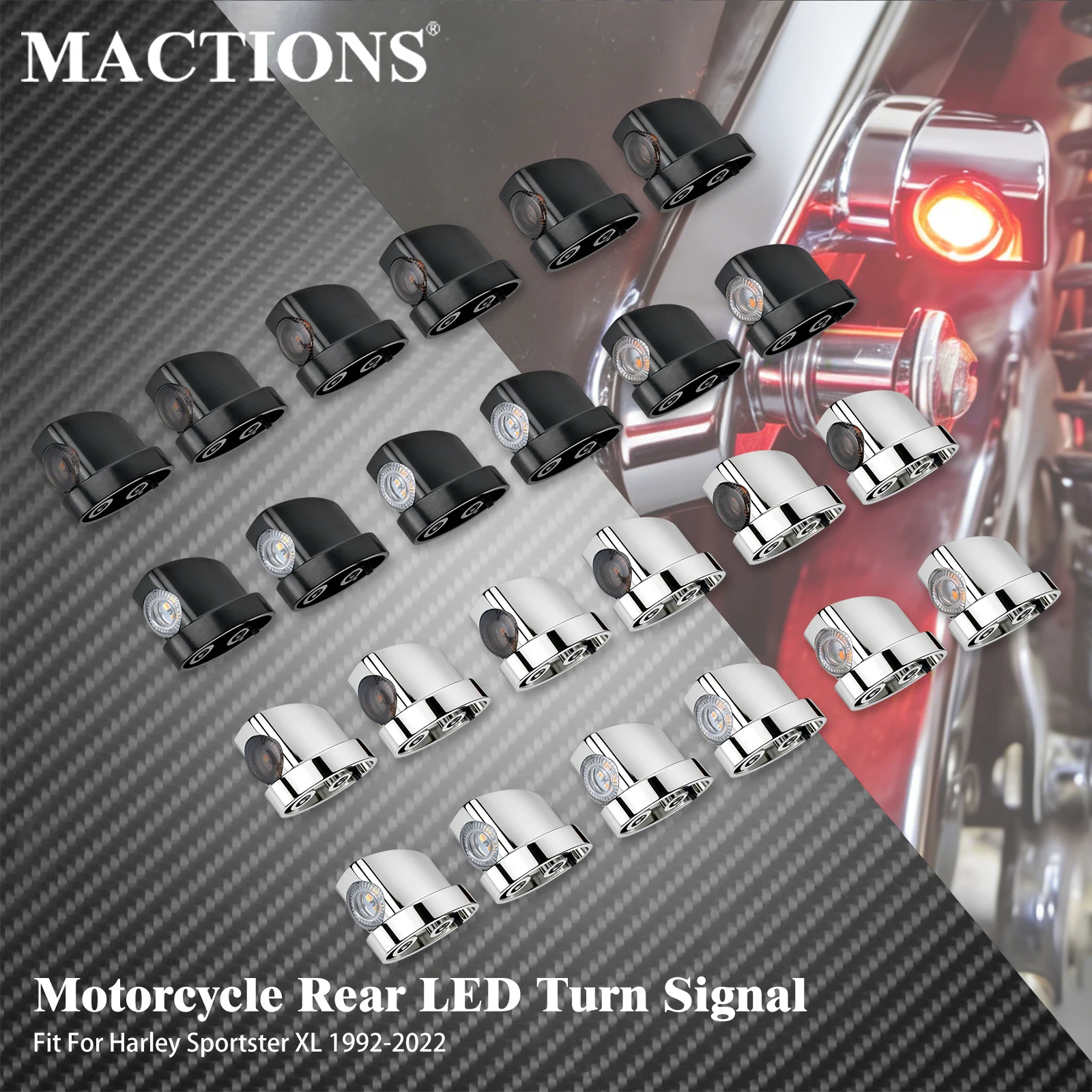Motorcycle Rear LED Turn Signal Light Mini Amber Blinker Flasher Lamp For Harley Sportster XL 883 1200 72 Forty Eight 1992-2022