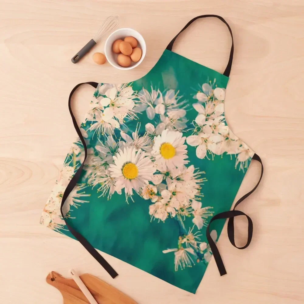 

Daisies and Blackthorn Blossom Apron Kitchen Women Kitchen accessories work ladies Kitchen For Men Apron