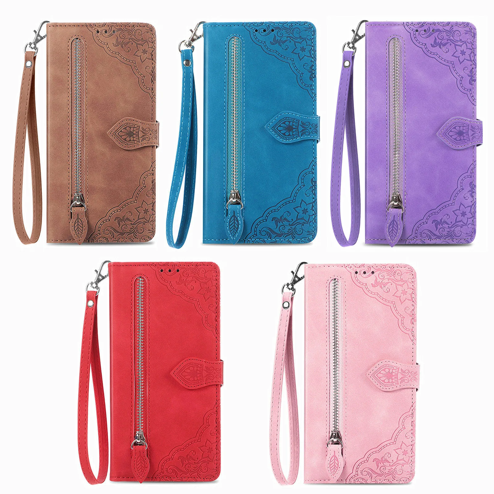 Leather Wallet Flip Case for Samsung Galaxy S26 S25 S24 S23 S22 S21 S20 Ultra Plus FE Edge with Zipper Pocket Cover