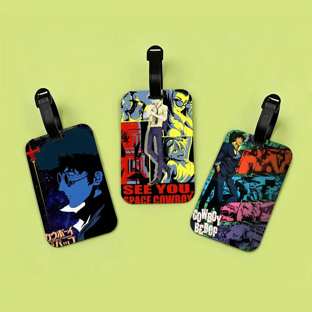 C-Cowboy Bebop Anime Waterproof PVC Baggage Tag With Info Card Anti lost Identification Tag For Luggage School Backpack