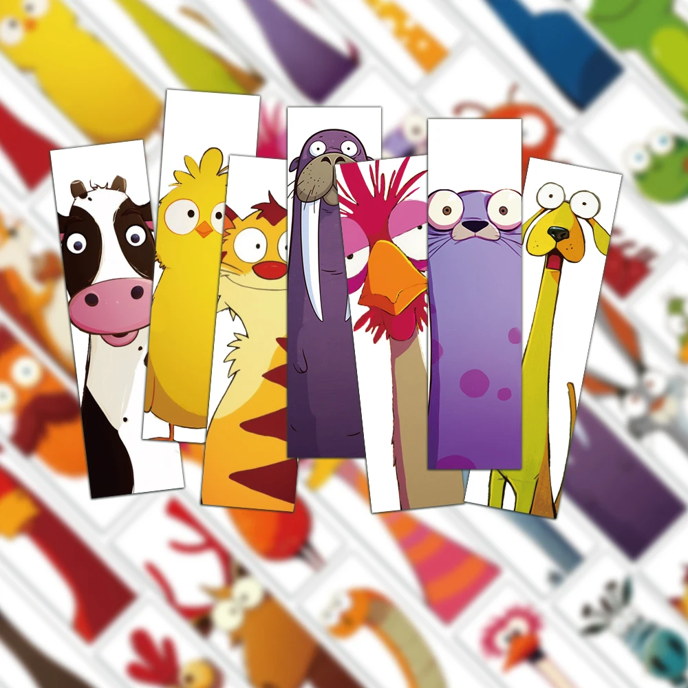 

30PCS Creative Funny Animal Bookmarks Cartoon Cute Ins Wind Hand Account Notebook Decoration Waterproof Bookmarks