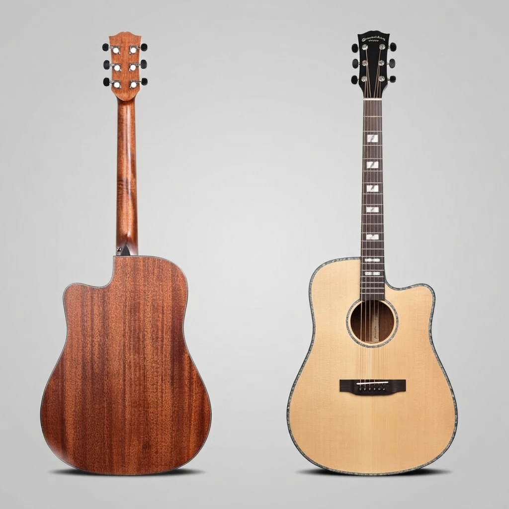 Block Inlay Dreadnought Cutaway Guitar,Solid Spruce Top,Rosewood Fretboard,Gloss Natural Finish For Advanced Players