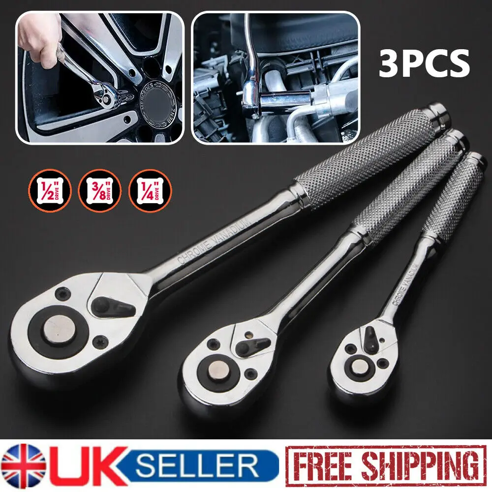 Long Handle Wrench Quick Release Telescopic Ratchet Socket Wrench Tool 3 Piece Heavy Duty Ratchet Handle Set 1/4