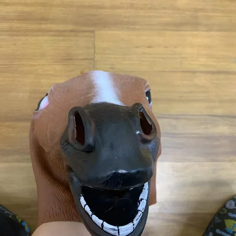 Men Brown Horse Masks Girl Funny Horse Head Mask  Latex Animal Mask Novelty Halloween Cosplay Costumes Headgear Mascara De Latex