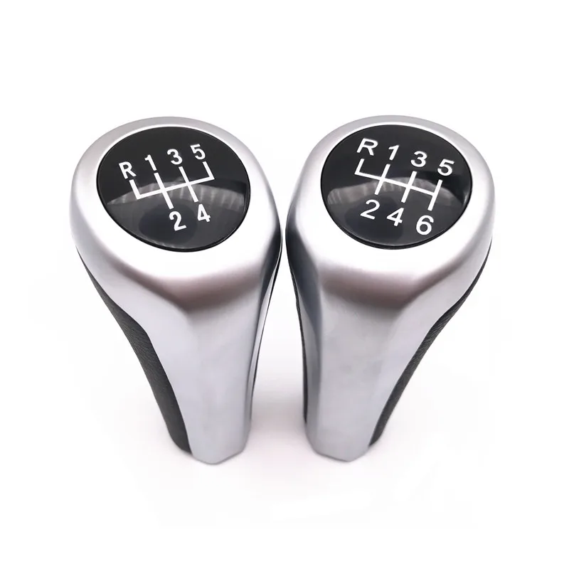 Matte Silver Leather Gear Shift Knob For BMW 1 3 5 6 Series E30 E36 E39 E46 X5 E53 E60 E63 X3 E83 X1 E84 E90 E91 Pen Arm Ball