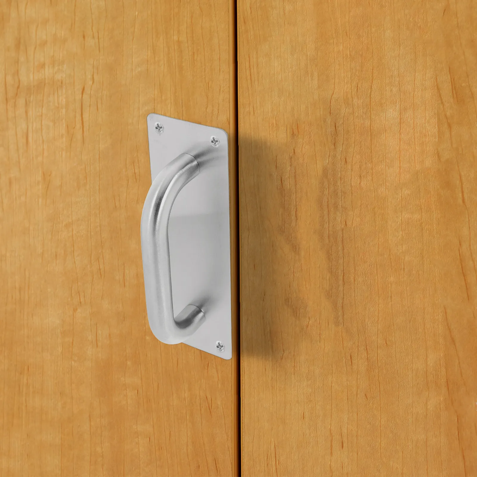 Stainless Steel Push Pull Door Handle Size S Heavy Duty Metal Door Plate for Commercial Fireproof Theft Resistant Doors Secure