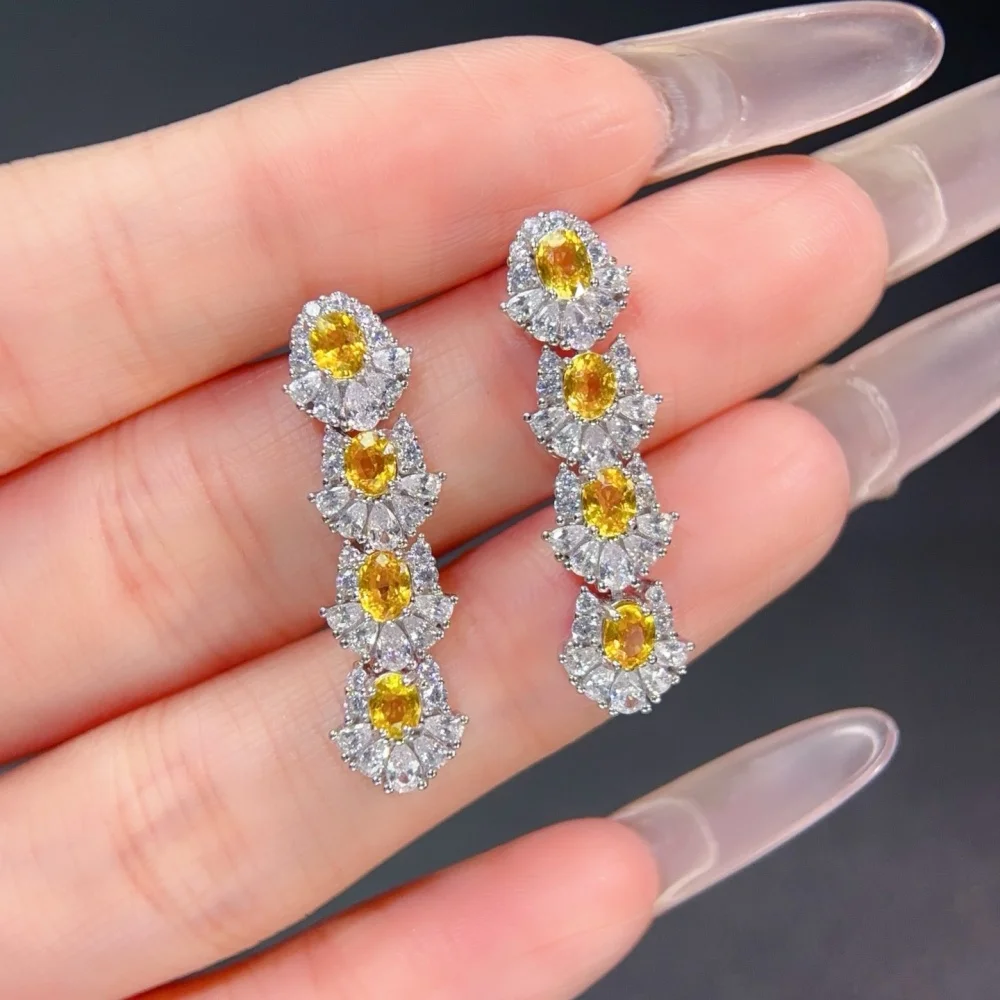 S925 3×4mm Sterling Silver Natural Gemstone Earring for Women Fashion Healing Jewelry Stylish Accessory Sweet Gift 1 Pair