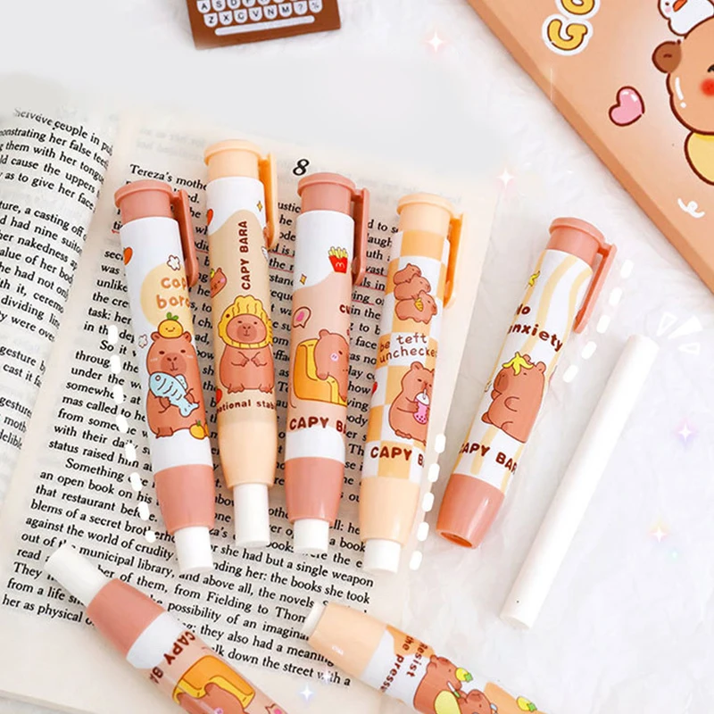 Kawaii Capybara Press The Eraser Cute Soft School Supplies Easy To Erase, Leaving No Trace Office Student Rubber Eraser Gift