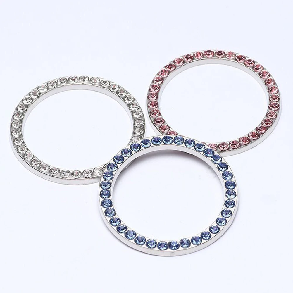 

2Pcs Start Button Decorative Circle Rhinestone Car Ignition Ring Glamorous Mosaic Engine Cover Accessories Women