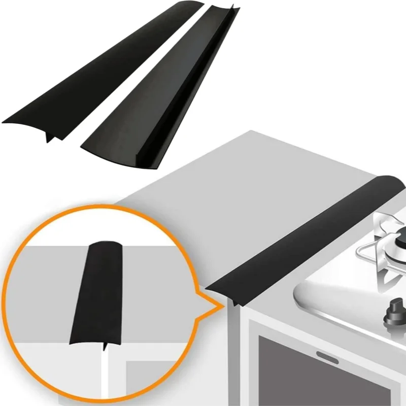2pcs Silicone Gap Embedding Strip Anti Oil Fouling High Temperature Resistant T Sealing Strip for Kitchen Gas Stove Countertop