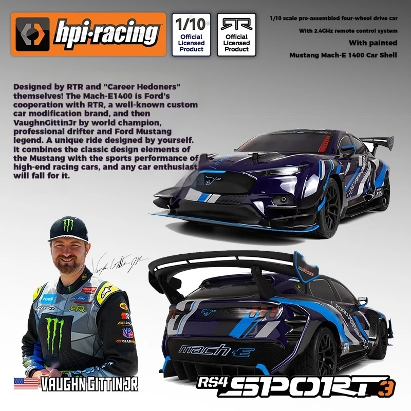 HPI SPORT 3 1/10 التحكم عن بعد الانجراف شقة تشغيل نموذج سيارة Mach-E1400 على الطرق الوعرة شاحنة 160530 للعب والهوايات