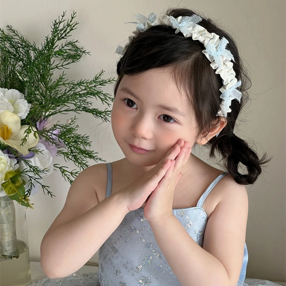 Children's Fabric Flower Streamer Hair Rope Tie Elastic Hair Band Kids Ponytail Holder Rubber Band Bow Headband Hair Accessories