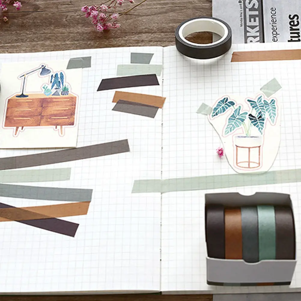 

10 Rolls Washi Paper Tape Set Colorful Decorative Stickers for Planners Journals DIY Crafts Home Office Decoration Creative