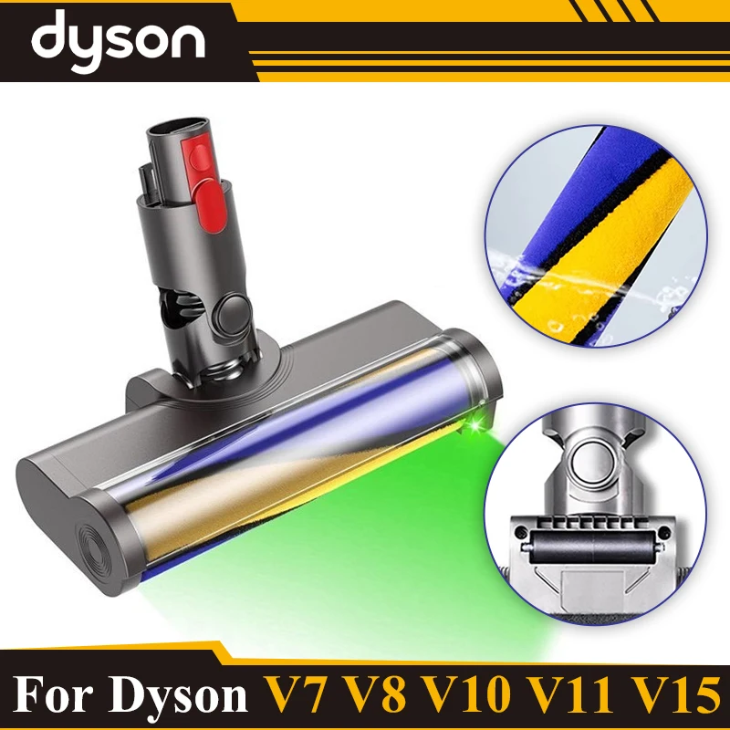 For Dyson V7 V8 V10 V11 V15 Vacuum Cleaner Floor Nozzle Brush Head with LED, Illuminates Hidden Dust and Good for Hard Floors