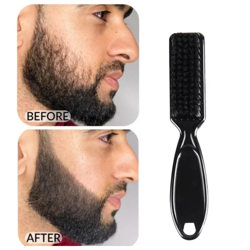 Black Beard Styling Brush Professional Shave Beard Brush Barber Oil Head Shape Carving Cleaning Brush Comb Hairdressing Tools