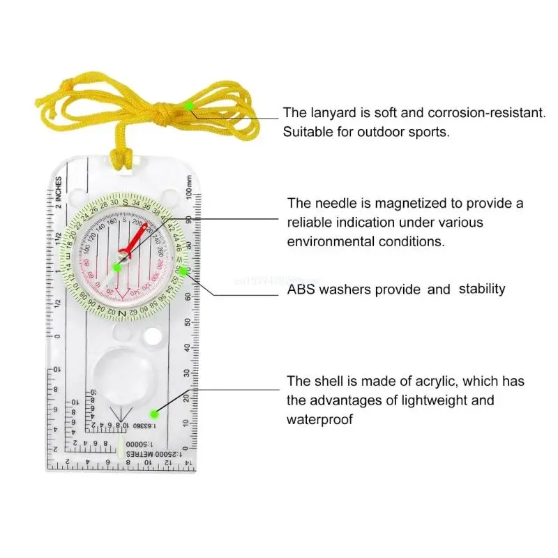 Orienteering Compasses Acrylic Compasses Map Ruler Lightweight Navigation Device