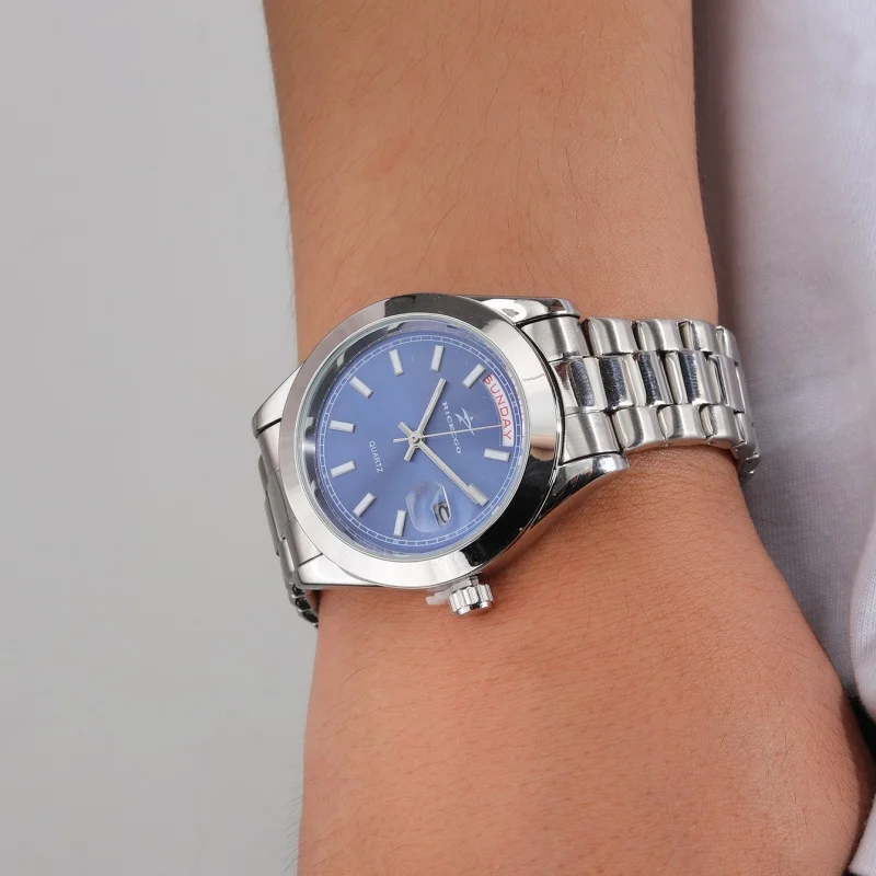 Fashion Watch Casual Clock for Men Business Daily Stainless Steel Quartz Wristwatch Clock Watch for Couples Father Gift