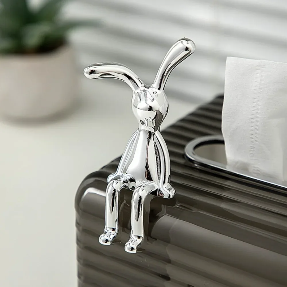 1PC Long Eared Rabbit Decorative Ornaments Cartoon Center Console Decor 3D Pastable Plating Rabbit Home Furnishings Accessories