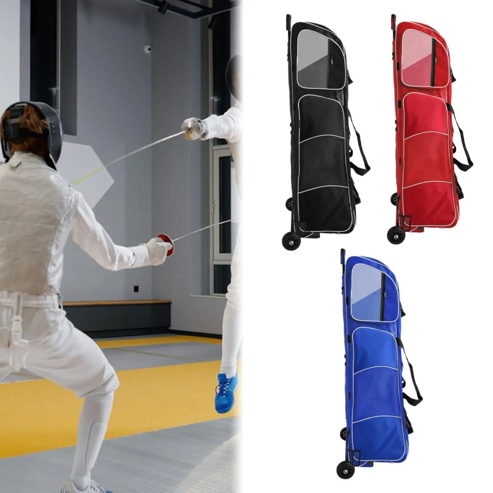 Fencing Wheel Bag Organizer Portable Large Capacity Storage Bag Draw Bar Bag for Enthusiasts Foil Fencers Fencing Training