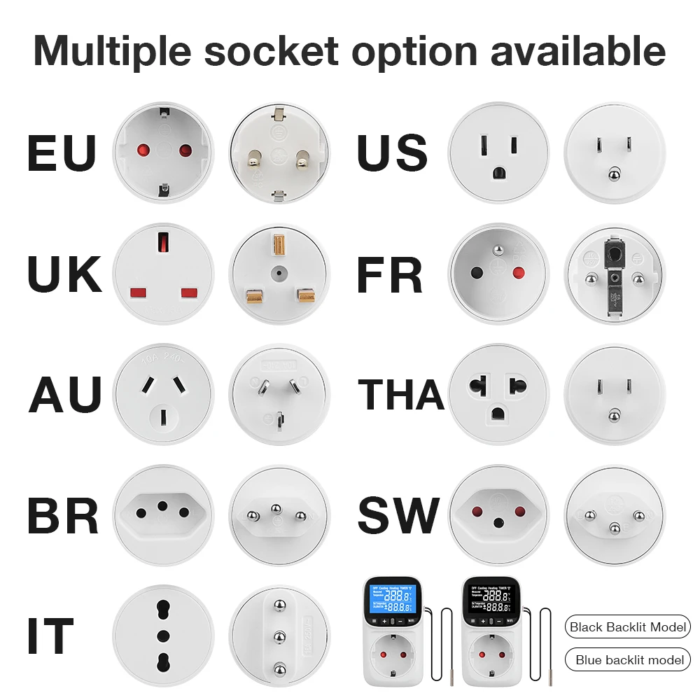 Tuya WiFi Thermostat Socket Multi-Function Temperature Controller Outlet with Timer Switch Sensor Probe Heating Cooling Switch