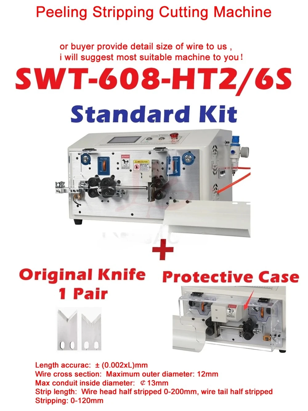 

Upgraded SWT-608-HT2-6S 6-Wheels Round Sheath Wire Peeling Stripping Cutting Machine For Computer Automatic Wire Strip