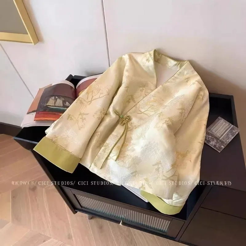 

Новые куртки Короткая куртка с v-образным вырезом и вышивкой на одной пуговице Женские топы Нежная атмосфера Удобное повседневное женское пальто