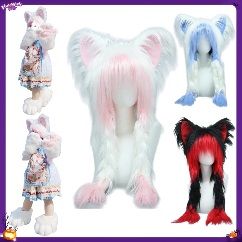 

Plush Gothic Hat Animal Cosplay Cat Hat Furry Anime Props COS Kig Fursuit Head Kigurumi Costume Halloween Party