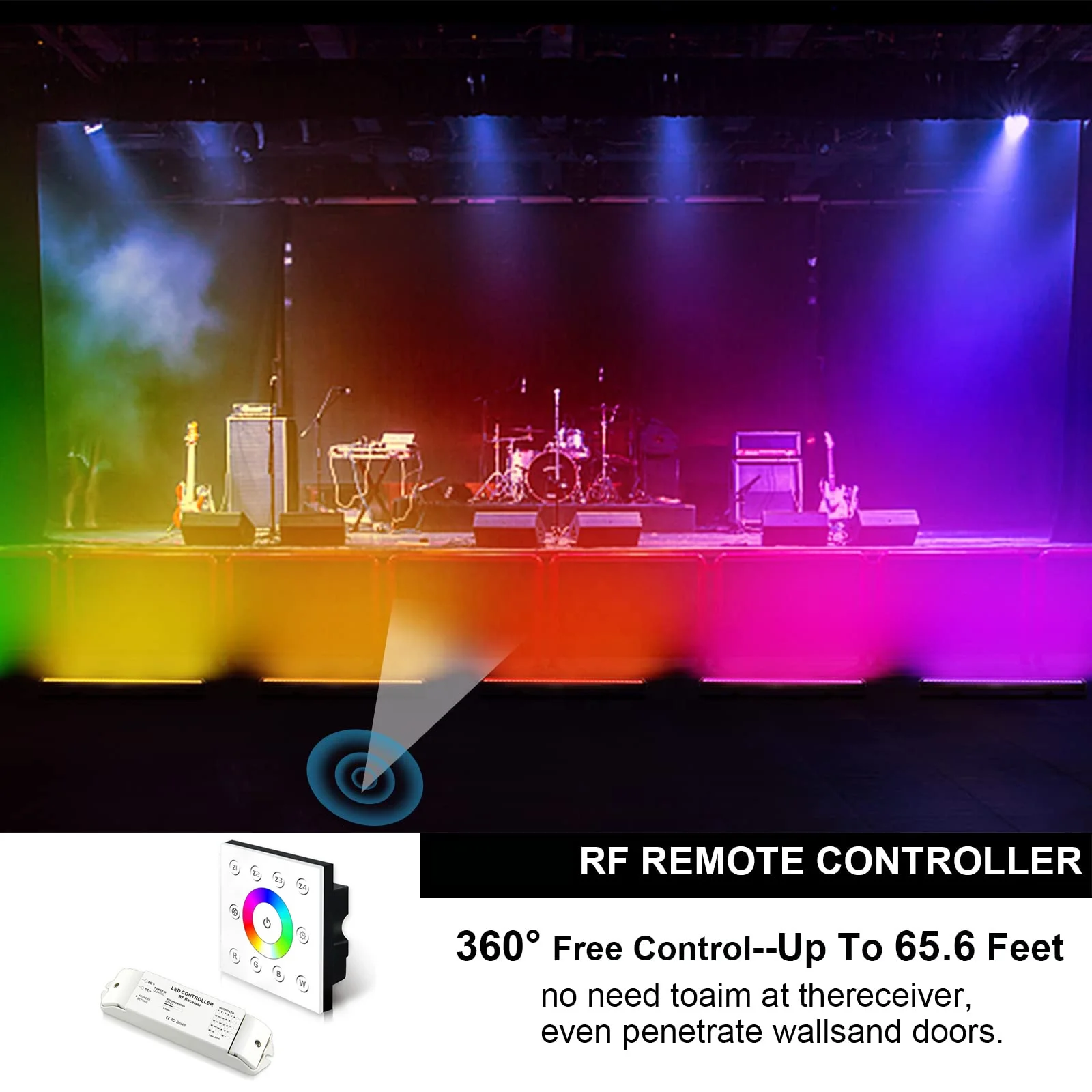 Panel pengontrol dapat mengontrol DMX512 + 2.4G DC5V-DC24V LED lampu dinding Wsher RGB warna berubah Dimmable LED Linear lampu Bar