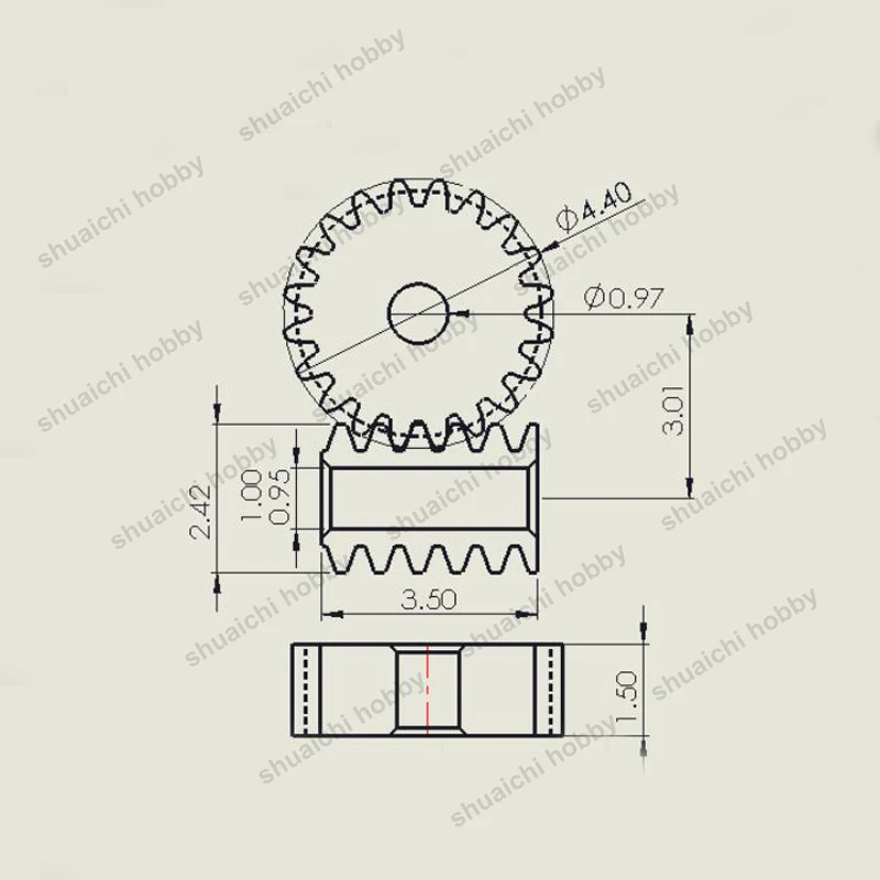 5Set 20T 0.2M Micro Mini Worm Gear Modulus 0.2 Shaft Gears Pinion Turbine Worm Inner Hole 1mm for 1:87 DIY Model Transmission