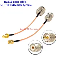 Cable coaxial RG316 UHF PL259 SO239 a SMA macho hembra conector Anlge derecho UHF a SMA engarzado para Cable de baja pérdida entrega rápida RF