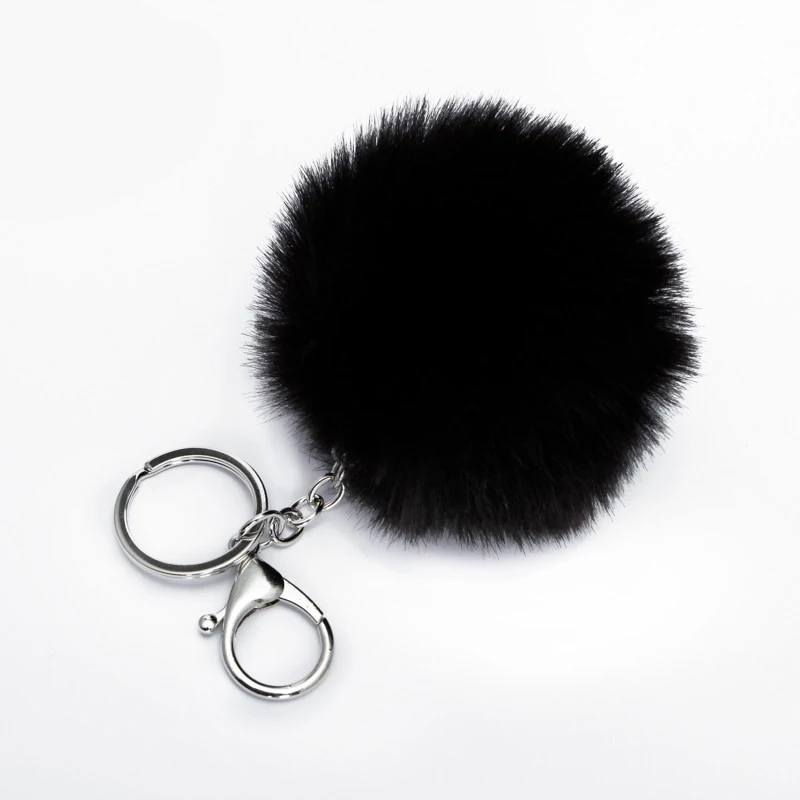 1 Stück Flauschiger Fell-Haarball-Schlüsselanhänger, weicher Kunstfell-Kaninchenball, Auto-Schlüsselring, Pompon-Schlüsselanhänger, Schlüsselhalter, Damen-Taschenanhänger, Schmuck – Detail 5