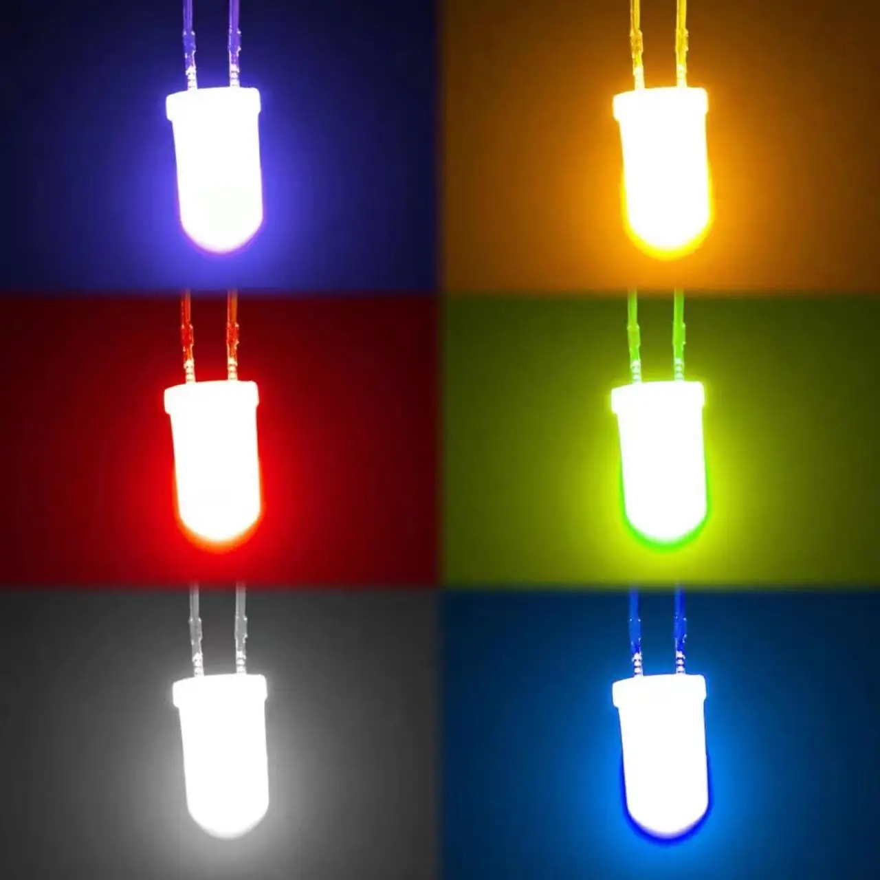 Lâmpada ultra brilhante de diodos emissores de luz de ângulo largo, plano branco, vermelho, amarelo, azul, verde, roxo, F3, 3mm, F5, 5mm, 2 pinos, 100pcs