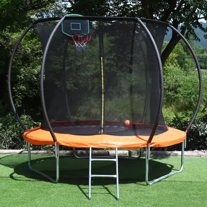 

Soft Outdoor Garden Trampoline for Kids - Round Steel Structure with Protective Net, Perfect for Girls' Recreational Play