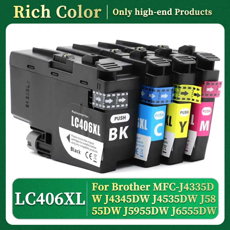 LC406 Compatible Ink Cartridge For Brother LC406 LC406XL HL-JF1,MFC-J4335DW J4345DW J4535DW J5855DW J5955DW J6555DW J6955DW Ink