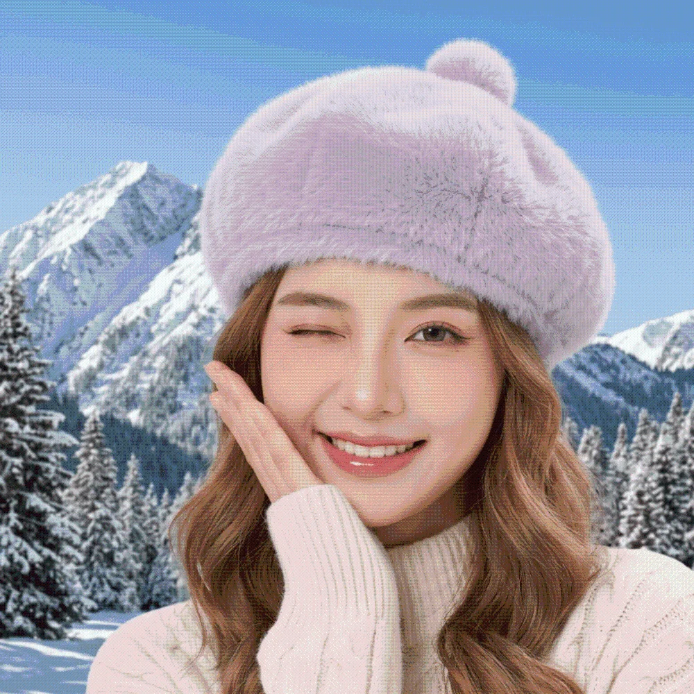 French Artist Hat Furry Faux Mink Beret Thickened Thermal Pumpkin Painter Cap Soft Comfortable Leopard Print Hat Dating