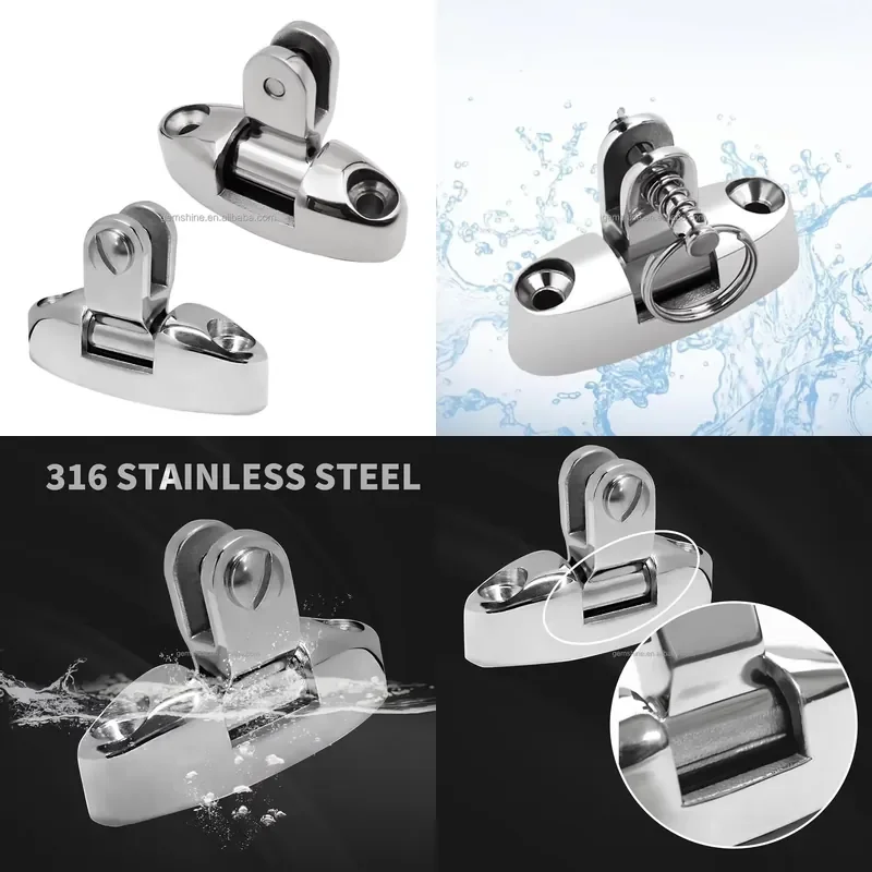 Wholesale Marine Stainless Steel Deck Hinge Fittings for Sailing Awnings Quick Release 180 Degree Cable Rings