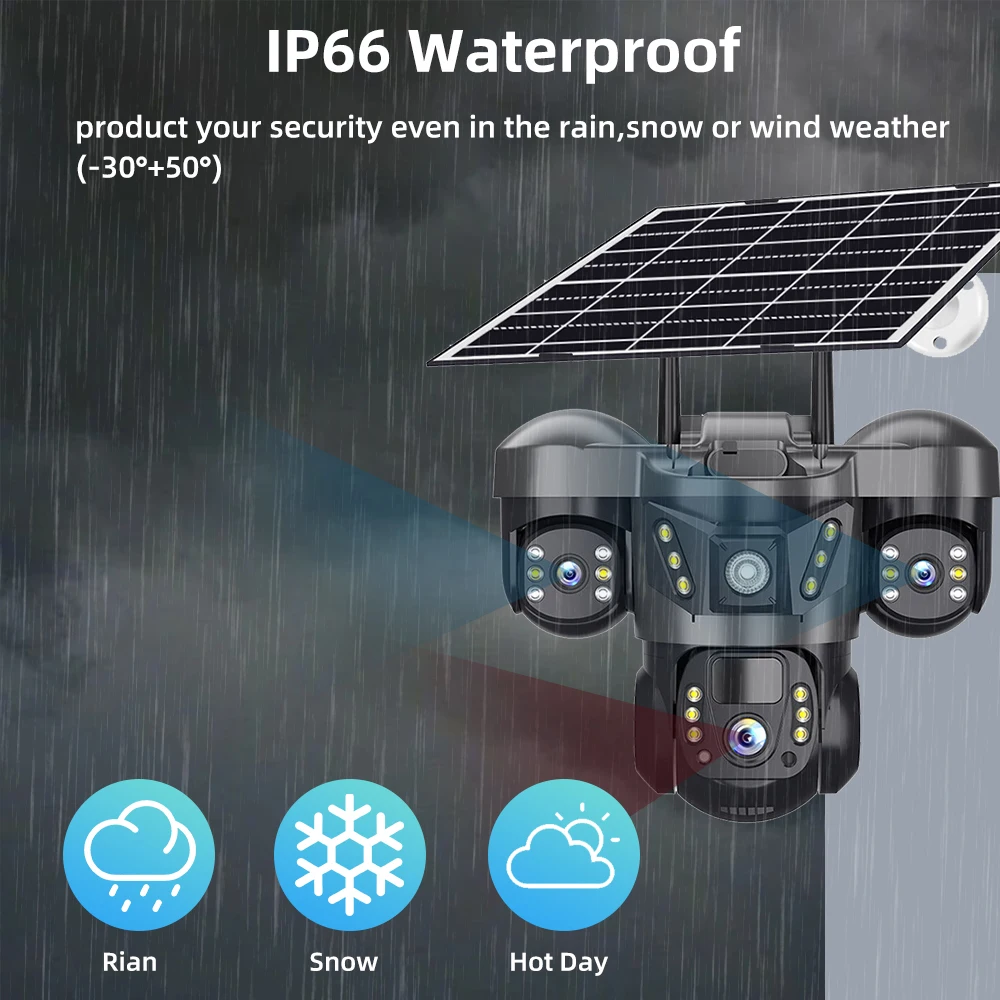 V380 PRO Telecamera IP solare 4G Wirless CCTV Videocamera di sorveglianza Monitor esterno 15MP HD Visione notturna Protezione di sicurezza