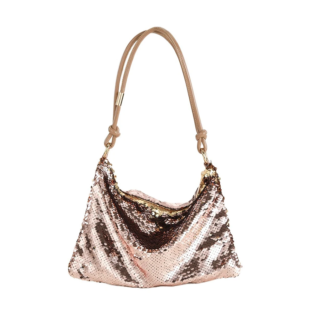 Bolso de noche con lentejuelas suaves para mujer, bolsa Hobo de media luna, bolso de mano para boda, bolso de mano para regalo de Año Nuevo, Asa superior