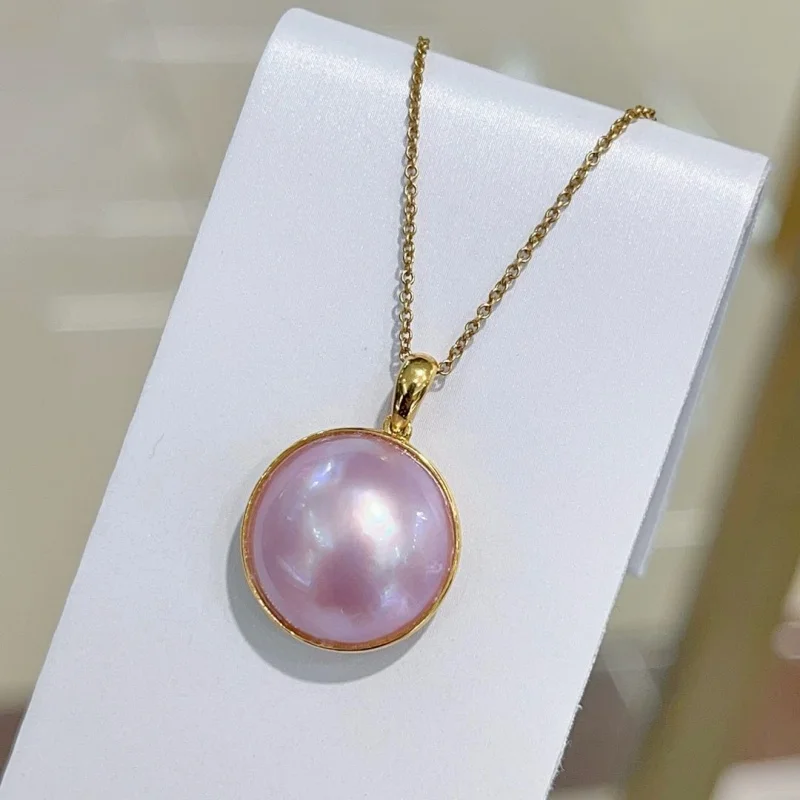 Collar de perlas de mar Mabe de oro auténtico de 18 quilates, colgante de perlas naturales puras AU750 para mujer, joyería fina Simple de moda, regalo