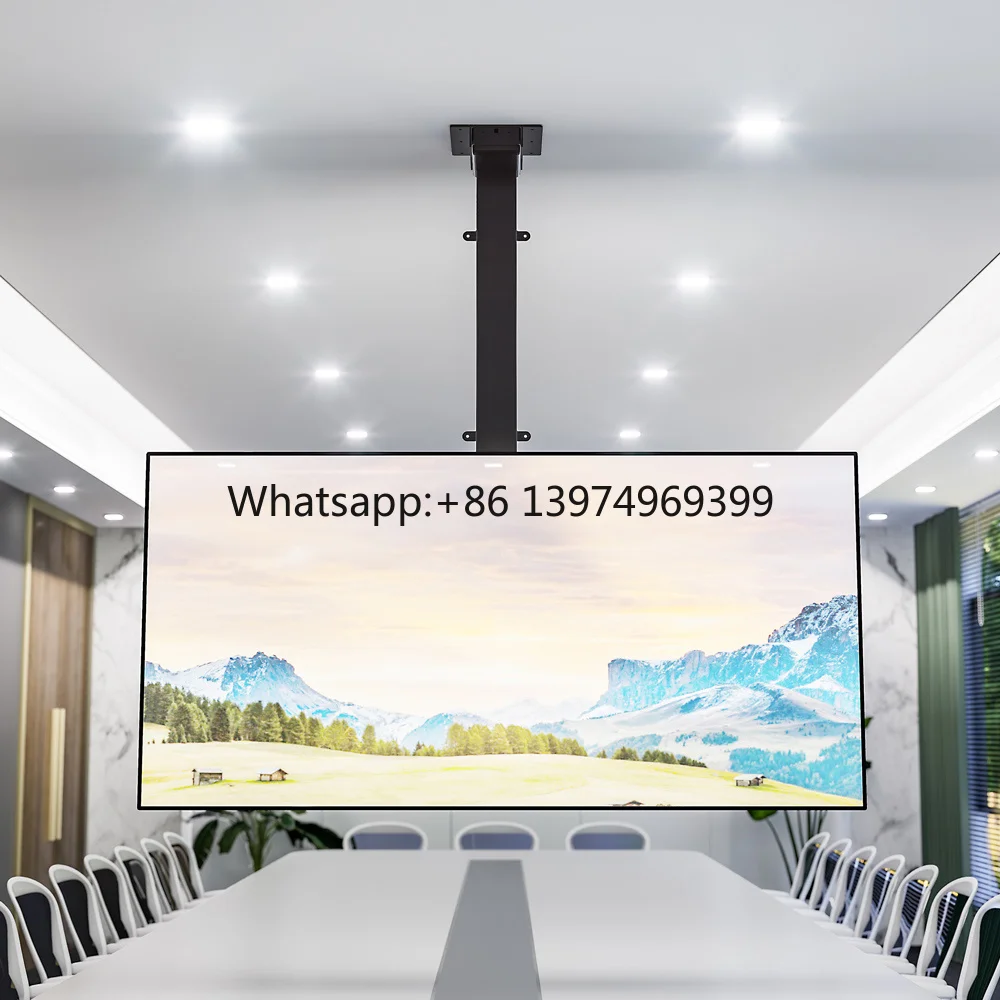 Remote Control Height Adjustable Tv Lift 32-57 Inch Tv Ceiling Mount Motorized Ceiling Tv Brackets with Rotating Function