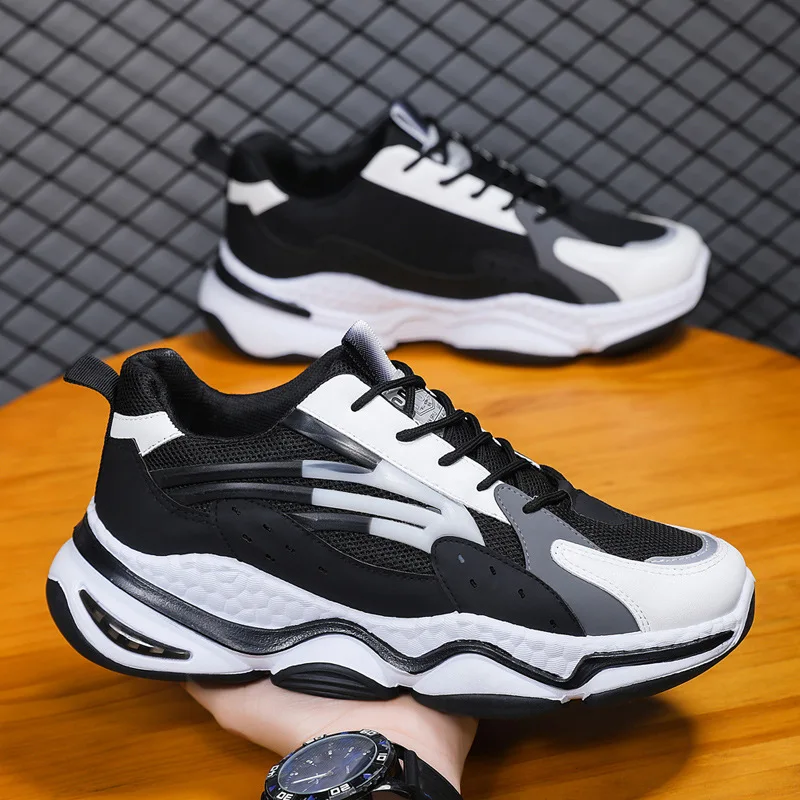 

New Men's Breathable Running Shoes Casual Lace-Up Sneakers Mesh Upper Comfortable Mid-Aged 2025 Spring Fashion Outdoor