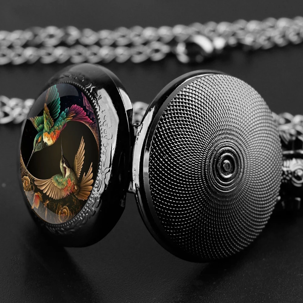 Vintage Creative Bird Design Quartz Pocket Watch Necklace Pendant Ideal Gift for Men & Women and Kids Pendant Birthday Gift