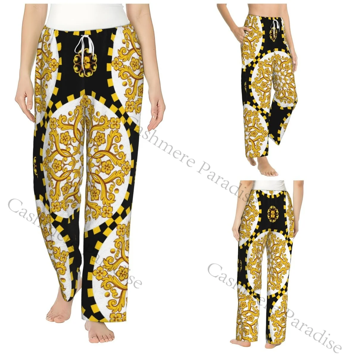 

Trendy Barocco Flannel Pajama Pants for Women Soft Warm Sleep Pants with Elastic Waistband