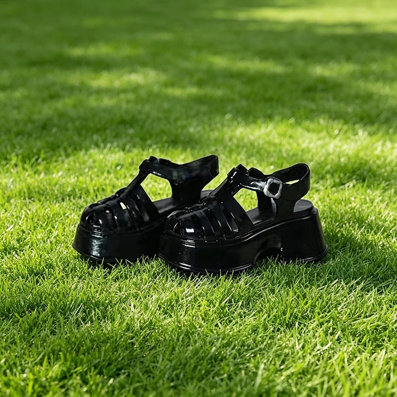 Ob22 24 Römische Käfig-Sandalen mit Riemen, dicke Plateausohle, Jelly-Plastik-Puppenschuhe, Puppen-Accessoires für Blythe Azone 1/8 Bjd Puppe