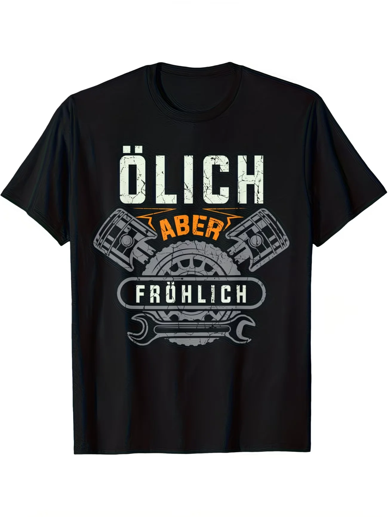 Men's Ölich Aber Fröhlich Graphic T Shirt Cotton Tee Summer Oversized Ironic Humor Funny Mechanic Mechatronics Streetwear Top