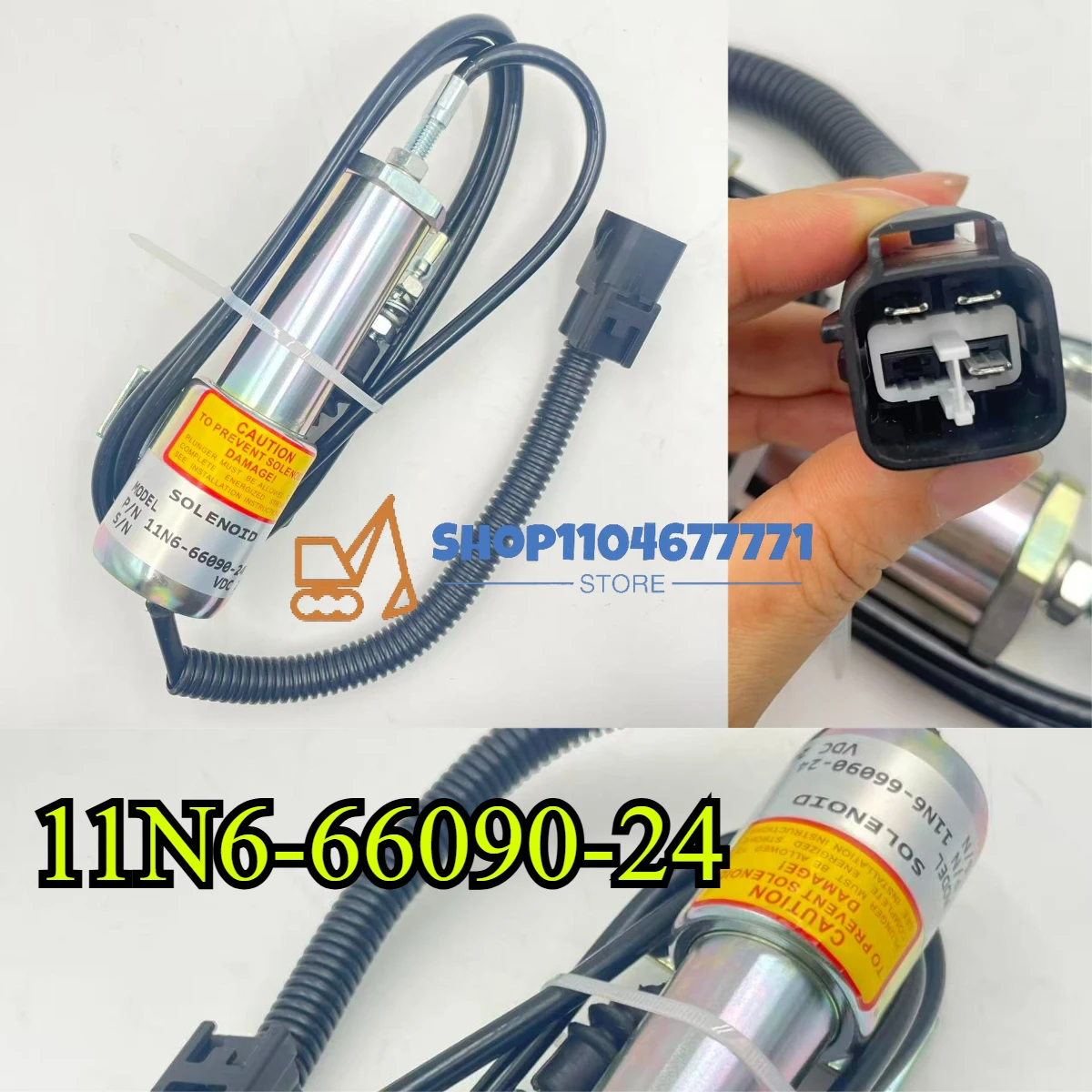 

24V 11N6-66090-24 Flameout Solenoid Valve for Modern R210/215-9-7 Excavator 11N6-666030 Shutdown Shutoff Stop Solenoid Valve