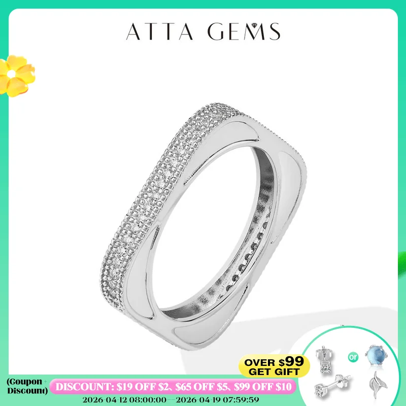 

ATTAGEMS 2025 Новое кольцо с муассанитом DVVS1 квадратной круговой огранки 1,0 мм, стерлинговое серебро S925, обручальное кольцо для женщин и мужчин, повседневные подарки